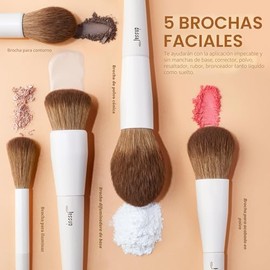 Jessup Juego de brochas de maquillaje, 14 piezas, juego de brochas de maquillaje de alta calidad, base de polvo sintético, contorno, rubor, corrector 