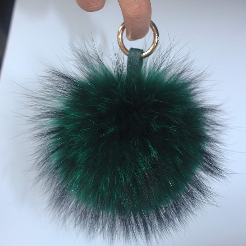 [Fosrion] Large Genuine Raccoon/Fox Fur Pom Pom Keychain Bag Charm