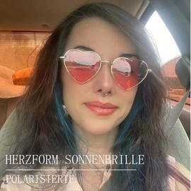 Musivon Heart Sunglasses Women's Polarised Vintage Festival Heart Shape Sunglasses Hippie Glasses, pink