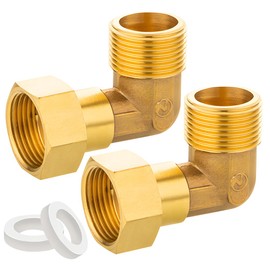 yotutun Brass Movable Screw Connection, Pack of 2 3/4 Inch Angle 90° IG/AG 3/4 Inch 90 Degree Elbow DN20 90 Degree Angle Fitting for Water Installations Central Heating Systems Pipe Connection