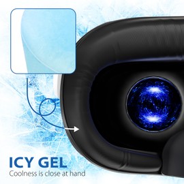 DESTEK Cooling Face Pad Compatible with Oculus Quest 2, Soft & Bouncy Face Cover Replacement (Includes 2 Coushions), with Sturdy Facial Interface and Secure Light-Blocking Nose Guard