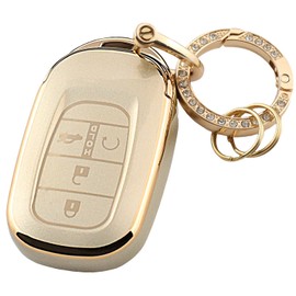 YUBOMT Key Fob Cover for Honda Soft TPU Key Shell with Key Ring for 2022 2023 Honda Accord Civic CRV HRV Pilot Sport SI EX EXL Smart Remote Key,Gold