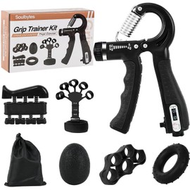 Ejercitador de mano 6 en 1 Fortalecedor de dedos y agarre con pelota, Hand gripper Finger exerciser Ejercicio de antebrazo Entrenador de fuerza para deportes de palma y antebrazos y dedos