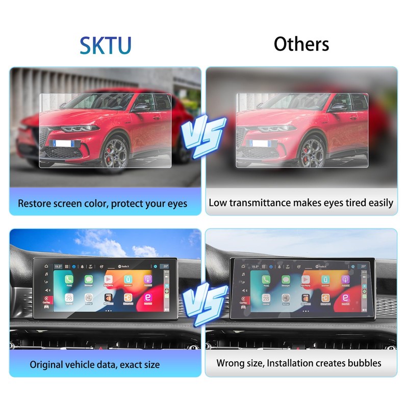 SKTU Pack of 2 Screen Protectors Compatible with Alfa Romeo