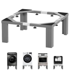 Chinchilla Heavy duty Stainless steel Laundry Pedestal ,12" Height Universal Washer and Dryer Pedestals, Adjustable Universal Washing machine stand and Fridge stand(Grey)