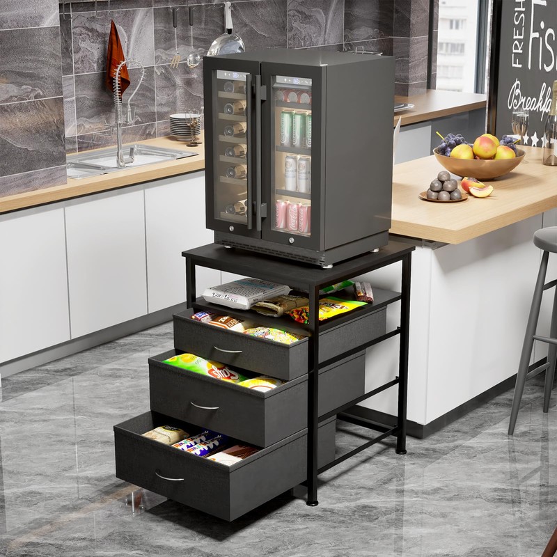 Mini Fridge Stand Heavy Duty Mini Fridge Table with Storage