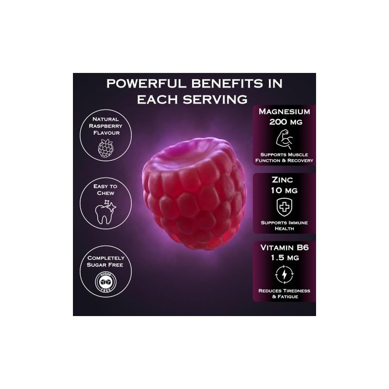 Gym Guru® Magnesium Gummies with Zinc and Vitamin B6, 60