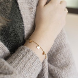 Baffos® Women’s Disc Bracelet - Chain made of Durable Stainless Steel in Rose, Gold or Silver - Ladies’ Jewellery Bracelet + Bangle - Gift for Your Girlfriend or for Your Wedding Day, Stainless Steel