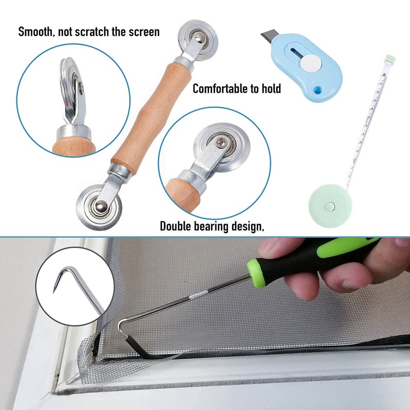 Windows Screen and Screen Door Repair Kit, 48"x118" Charcoal Fiberglass