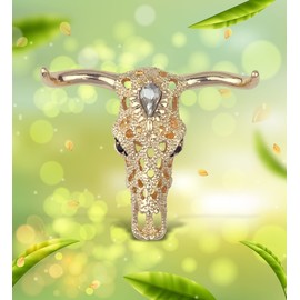 Aqua79 Longhorn Sparkling Refrigerator Magnet - Gold Sparkling Charm Rhinestones Crystals, Cute Sparkly Farm Animal Magnet for Kitchen Door Fridge, Cool Home and Office Novelty Decor - 1.5 Inch