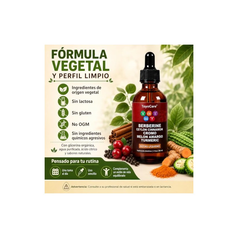 Berberina HCL Líquida, Complejo Herbal, 2 x 60 ml
