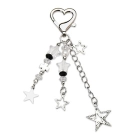 Aesthetic Y2K Keychains Star Accessories Cute Y2K Key Chain Charms Kawaii Cross Beaded Keychain for Girls Star Keychain for Bag Charms for Handbag Decorations for Women Trendy Stuff