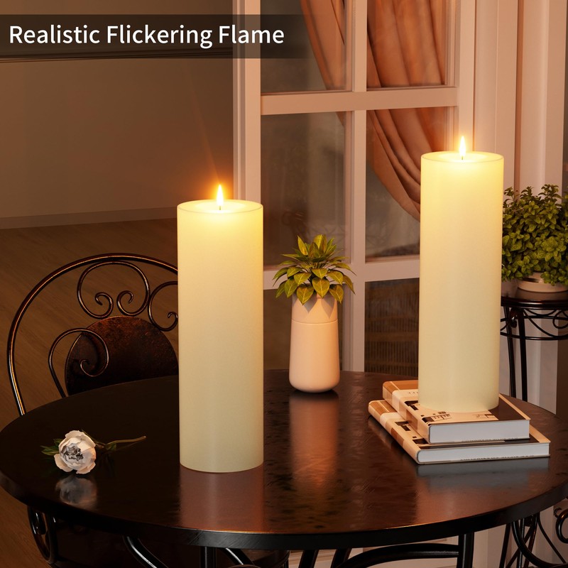12" x 4" Large Outdoor Candles with Timer Waterproof Flickering