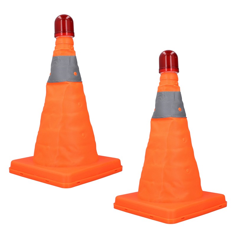 2 Set 30cm Traffic Cones Foldable Reflective Strips Road Safety