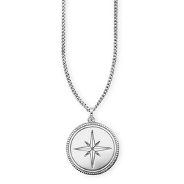 cai 132250561-55 Men's Pendant with Chain 925 Sterling Silver 55 cm Shiny Onyx Silver Grey, Sterling Silver, Onyx