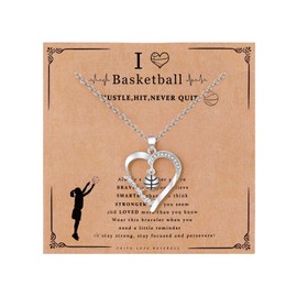 Maverileisure Softball/Volleyball/Basketball/Baseball Necklace for Teen Sport Accessories Jewelry Gifts for Mom Women Man, Brass, Cubic Zirconia