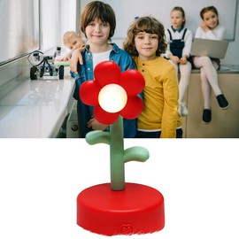 Mini LED Desk Lamp, Cute Flower Table Lamp, LED Night Light, Flower Shape, Desk Decoration, Bedside Lamp, Portable Reading Table Night Lamp, Desk Lamp for Children, (Red)