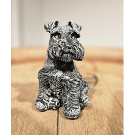 Generisch Schnauzer Dog Figurine Decoration in Grey, Home Decoration, Dog Statue, German Schnauzer Dog