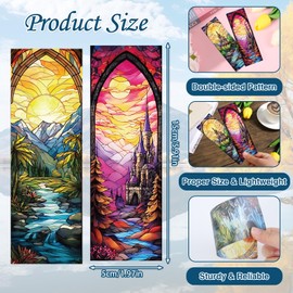 Fantastic Stained Glass Transparent Bookmark - Wxiben 10 Pcs Moon Castle Transparent PVC Bookmark Dark Romance Book Mark Page Clips Gifts for Women Men Book Lovers Teacher Student Bookish Readers