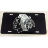 BLVD Chicago Blackhawks Logo Car Tag Diamond Etched on Black