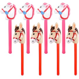 8PCS Inflatable Stick Horse - LIYDE Pony/Christmas/Western Cowboy/Horse Baby Shower Birthday Party Decorations Supplies Favours Inflatable Horse Head Costume Stick (37 Inches)