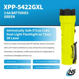 Nightstick XPP-5422GXL Intrinsically Safe Flashlight w/Green Laser - 3 AA (not Included) - Green - UL913