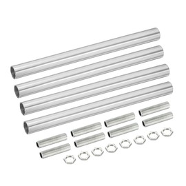sourcing map Threaded Extension Rod, 5.91" Lamp Pipe with Connector Light Fixture Parts for Pendant Light Island Lighting Chandeliers Stems, Silver 4 Set