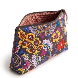 Vera Bradley Women's Cotton Large Pouch, Colorful Bouquet, One Size