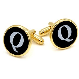 JJ Weston Initial Q Engraved on Onyx Cufflinks. Made in The USA.