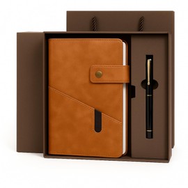 SIMDAO Notebook and Pen Gift Set, A5 Lined Leather Journal Notebook with Pen Gift Box Gift Bag, 200 Pages 100 Gsm Thick Ruled Paper, Personal Organiser Leather Journal, A5 Diary for Men Women,Brown