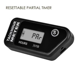 Jayron Digital LCD Tachometer Inductive Tach Hour Meter Display Max RPM Waterproof for Most Gas Engine Marine ATV Generator Lawn Tractor Motorcycle (black)