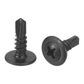sourcing map 50Pcs #8x1/2" Phillips Head Self Tapping Screws, Carbon Steel Self Drilling Flat Head High-Strength Quick Tapping Screws Wood Screw for Wood, Metal, Plastic, Black