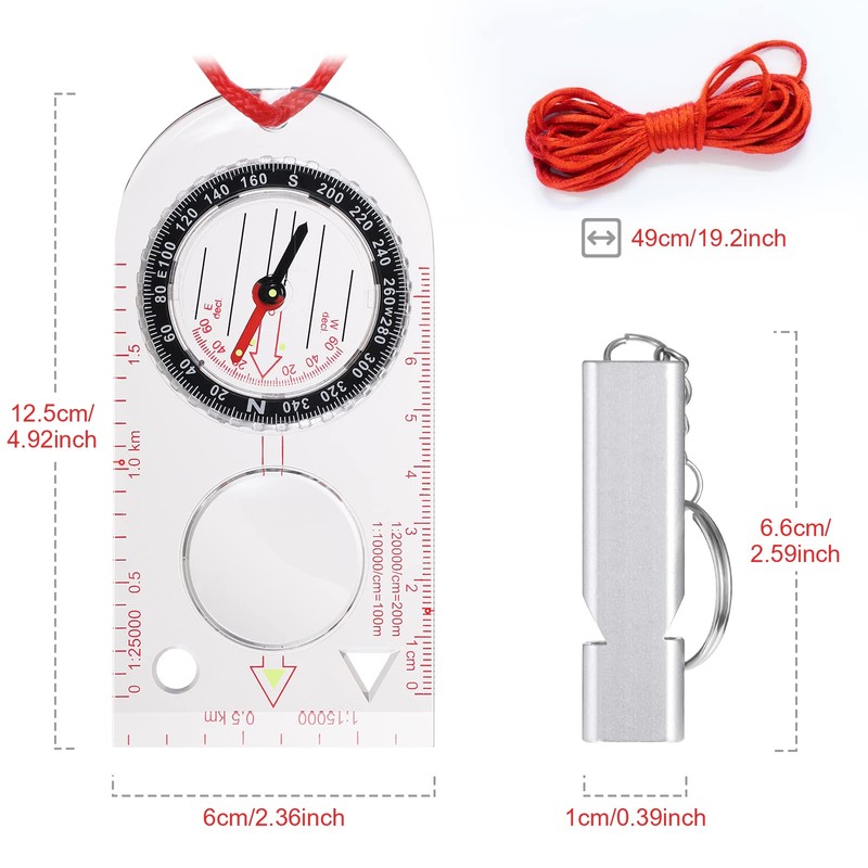 Orientation Compass, Compass and Whistle Hiking Navigation Compass, Portable Compass
