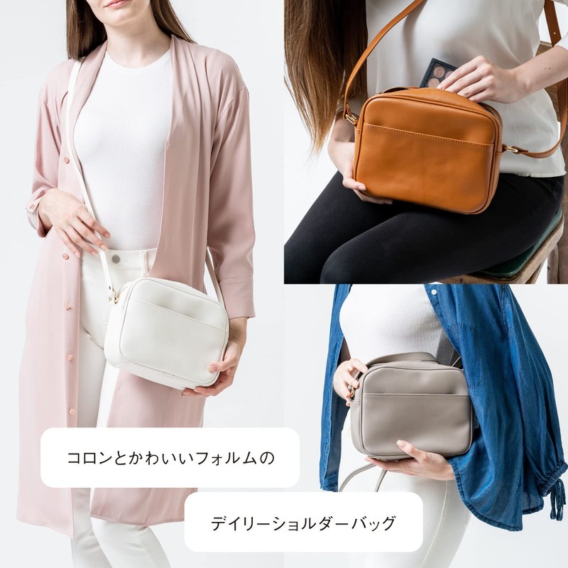 MURA Shoulder Bag, Compact, Women's, Genuine Leather, Cowhide Leather, Simple,