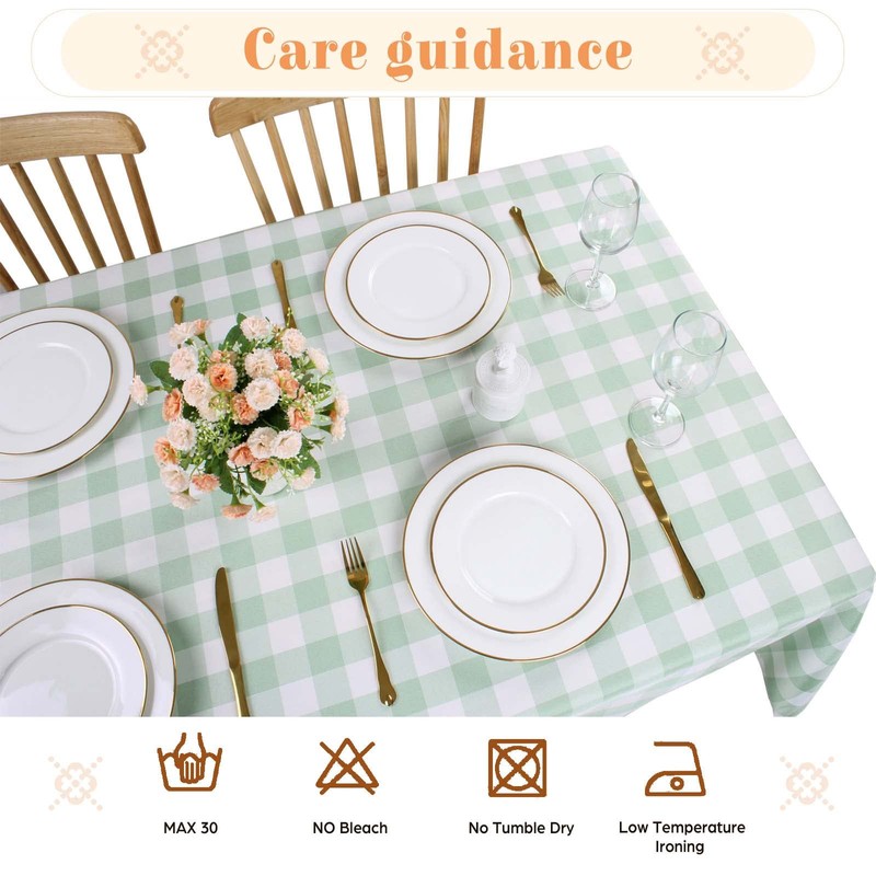 Gingham Tablecloth Polyester 55x78 Inch, Rectangular Checkered Table Cloth Antiwrinkle