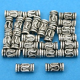 15g Bali Lariat Tube Beads Antique Silver Plated 9mm