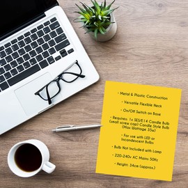 HOMELIFE 35w 'Classic' Flexi Desk Lamp with Versatile Flexible Neck - Integral On/Off Switch - Approx. 34cm Height - L958MS - English Mustard