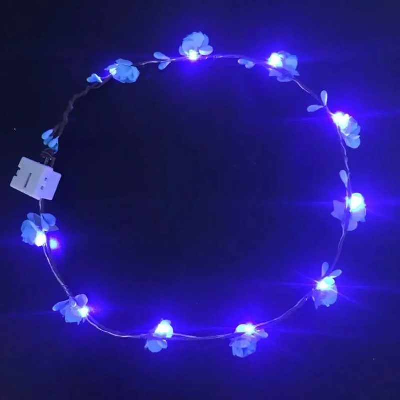 Tiaras Con Flores Led Para Fiesta Paquete Con 10