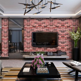 10-Pack 52 Sq.Ft 3D Wall Panels Peel and Stick 3D Faux Brick Wallpaper Peel and Stick Pink Brown Faux Stone Wall Panel Foam Brick Self-Adhesive 3D Wallpaper