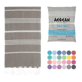 Aegean Concept Turkish Beach Towels, Oversized, Sand Free Bath Towel, Packable, 37 x 77 inches, Soft, Quick Dry, Ideal for Swimmers, Travel, for Men & Women, Dark Brown, Pack of 1
