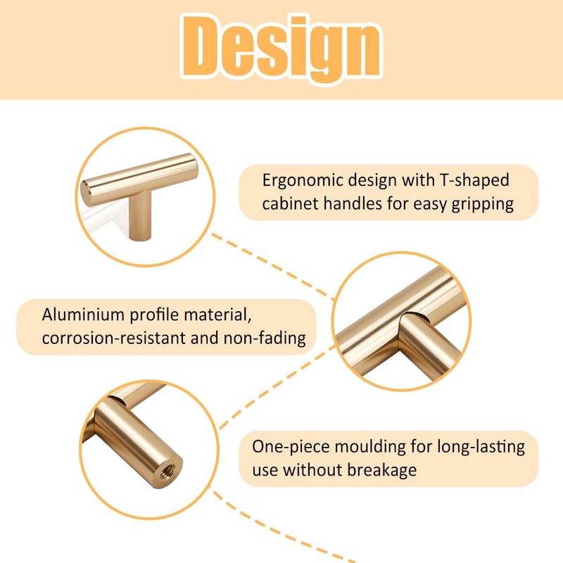 XINGYATU 20 PCS T Bar Handle, Gold Cabinet Door Wardrobe