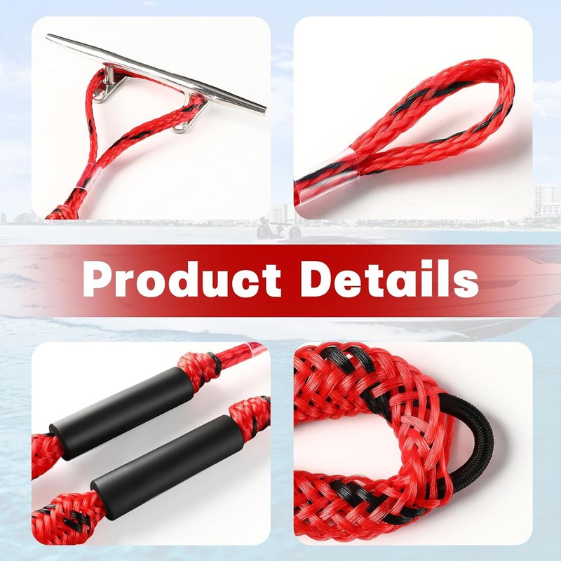 Bungee Dock Line 4' Boat Tow Rope Stretchable 4' to