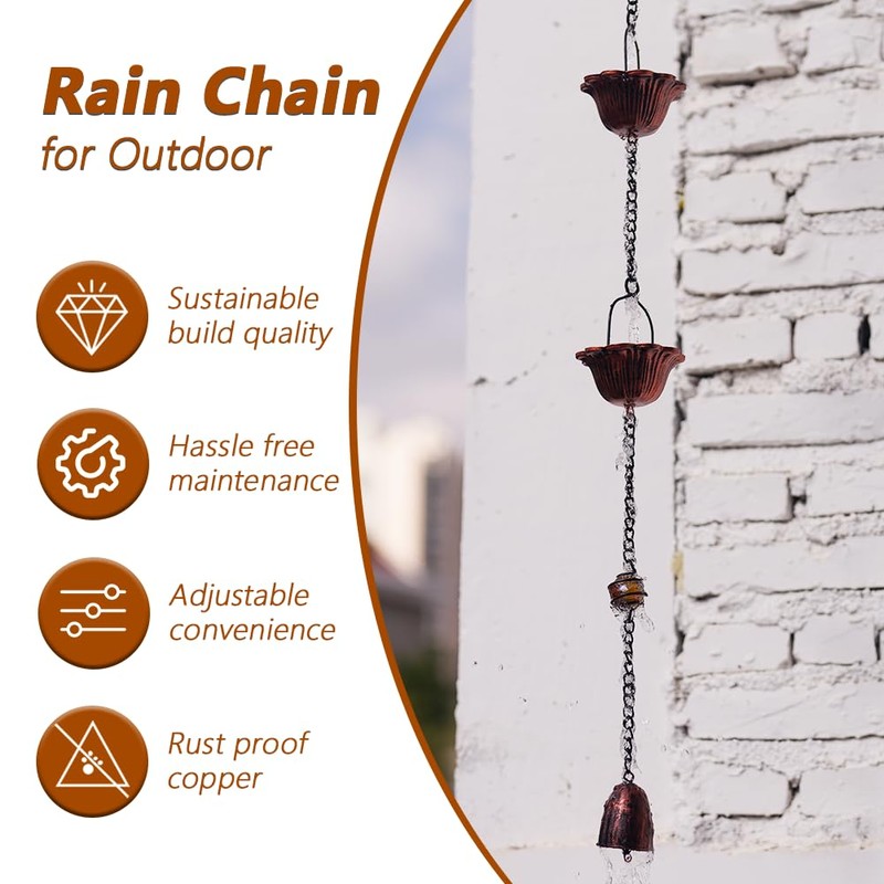 giole 10FT Rain Chain, Lotus Rain Chains for Gutters with