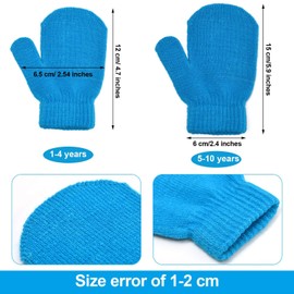 7 Pairs Toddler Mittens Kid Gloves Stretch Full Finger Mitten Winter Warm Knitted Gloves(5-10 Years Size)