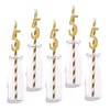 5th Birthday Paper Straw Decor, 24-Pack Real Gold Glitter Cut-Out