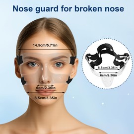 Nose Guard for Broken Nose, Sports Face Shield Masks with Foam Padding, Adjustable Clear Face Guard, Nose & Cheek Protection for Soccer and Basketball Sports, One Size Suitable for Men and Women