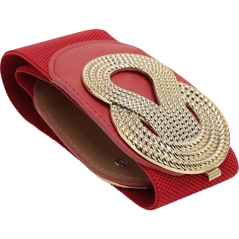 BlackButterfly Wide Elastic Vintage Cinch Retro Metal Interlock Buckle Belt