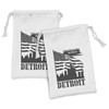 Ambesonne Detroit Fabric Pouch Set of 2, Monochrome Grunge City