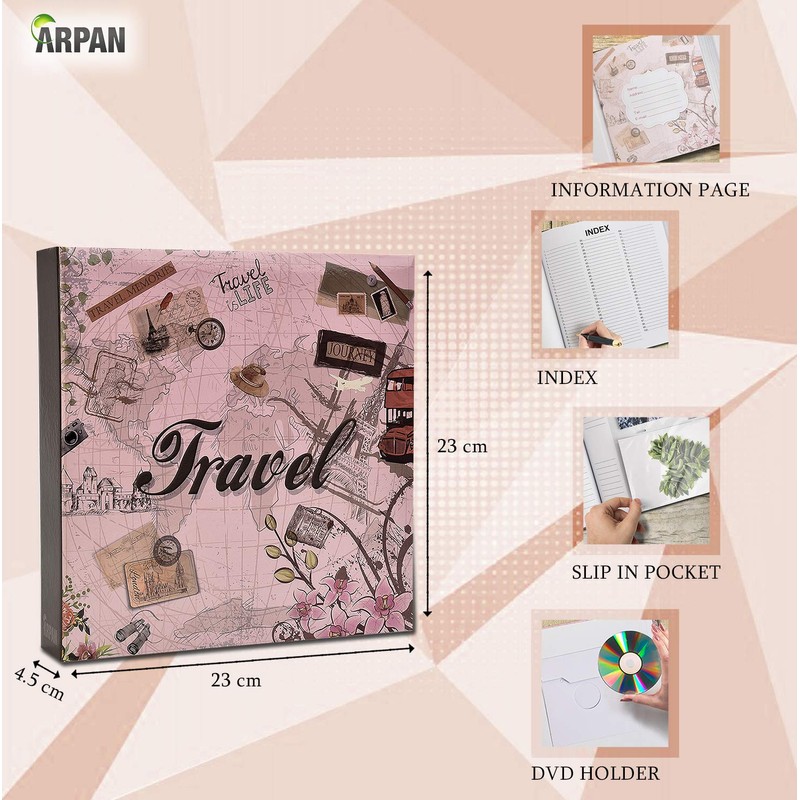 Arpan 4" x 6" Pocket Memo Photo Album for Travel