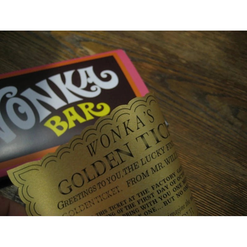 CUSTOM MADE Willy Wonka Wonka Bar and Golden Ticket Replica(